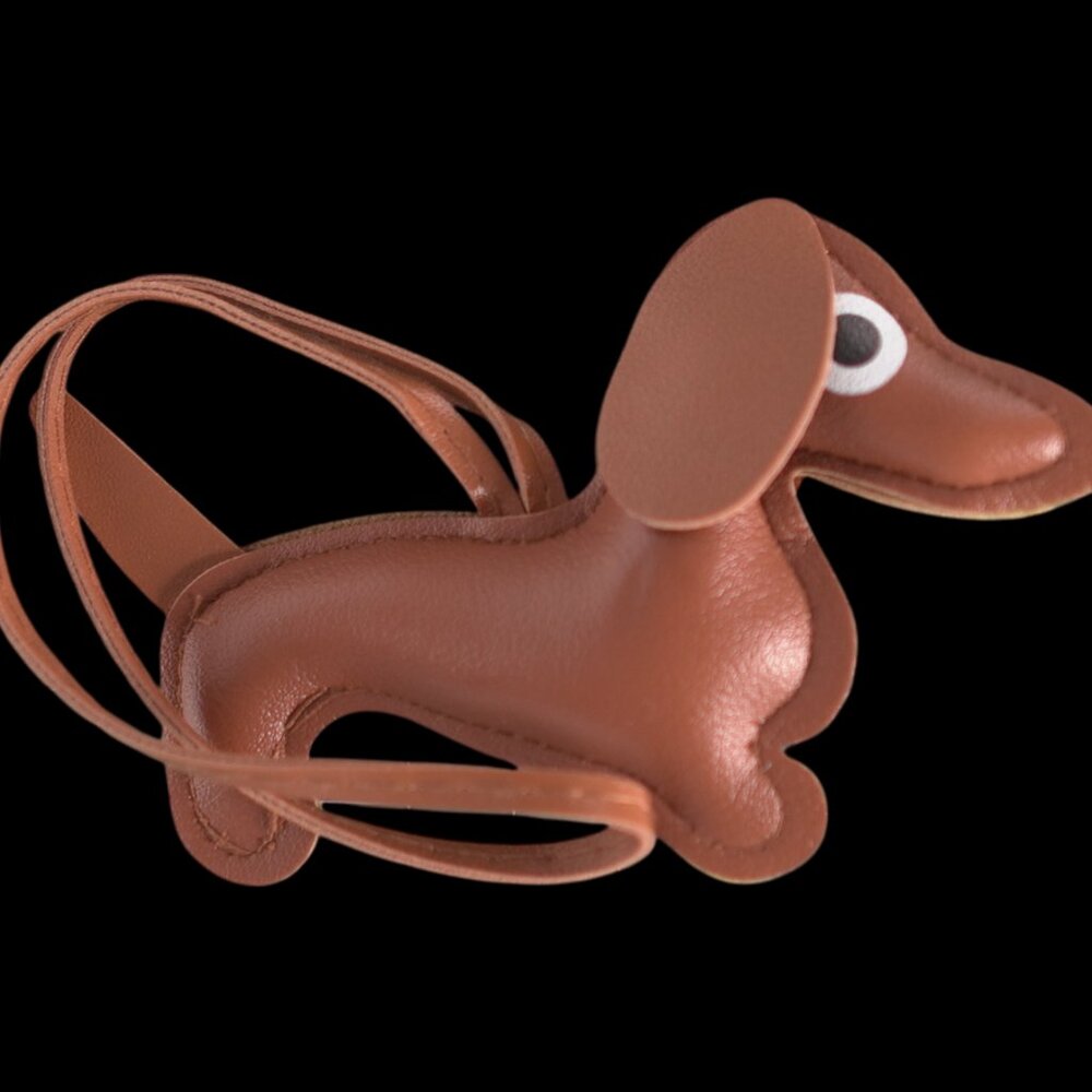 Dachshund Bag Charm Keychain Faux Leather Dog Mom Y2K Cottagecore Caramel NWT - Picture 3 of 9